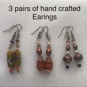 3 Pairs of Earings, 2 1/2”-2 3/4” long